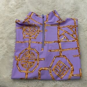 Jude Connally Lavender Top with Gold Chain Print